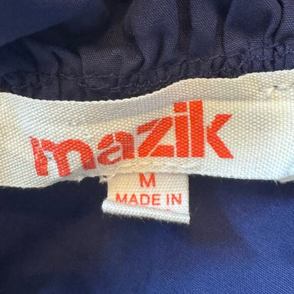 MAZIK Blue Ruffled Collar and Sleeves Tiered Mini Short Dress 100% Cotton Sz M - Picture 5 of 12